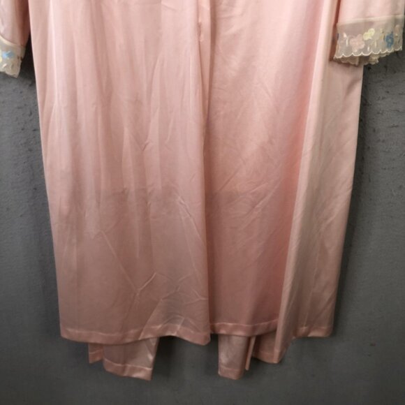 VINTAGE Vanity Fair 3 Piece Pajama Set Womens 34 Pink Nylon Robe Made USA 90s - Picture 14 of 16